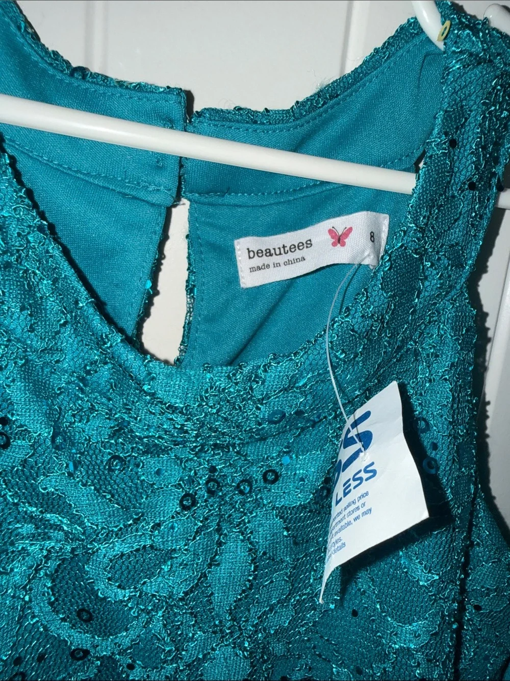 New Girls Teal High-Low Lace & Chiffon Party Dress set of 2 —sz 8 and 12